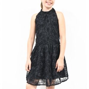 NWT Pink & Violet Big Girls All Over Soutache Mesh U-Neck Dress - Black